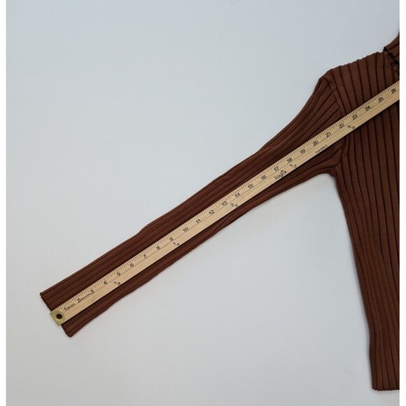 Atlein Collective Brown Mock Neck Strettch Ribbed Pullover Knitted Sweater M - Picture 9 of 12